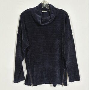 Patrizia Luca Milano Womens M Navy Chenille Cowl Neck Side Zip Sweater
